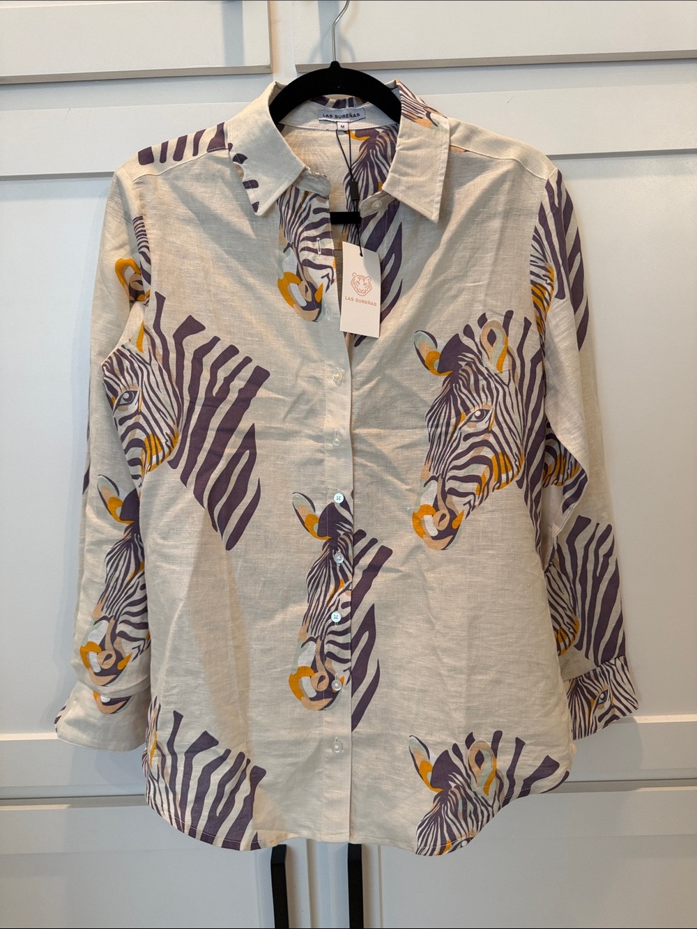 Las Surenas Zebra-Print linen shirt